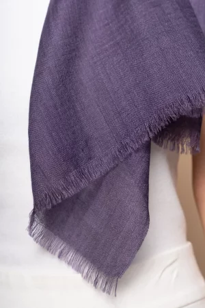 Close look at a purple alpaca wool shawl