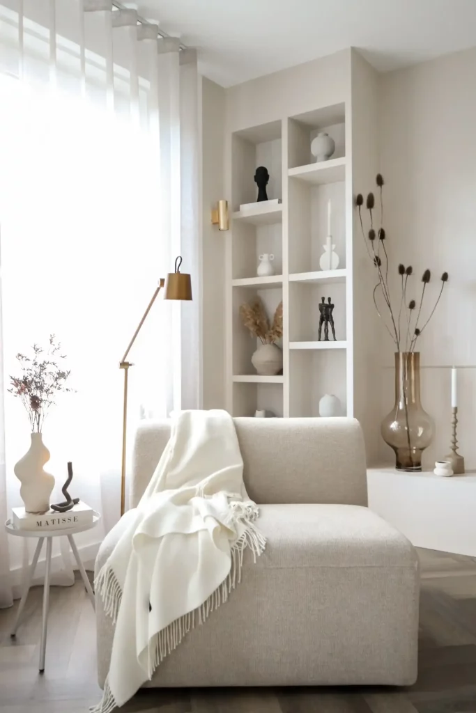 white alpaca wool blanket in a living room Tukuy minimalist