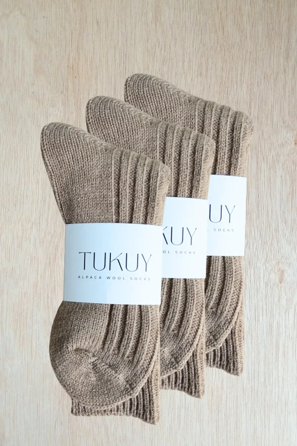 alpaca socks bundle in brown by tukuy