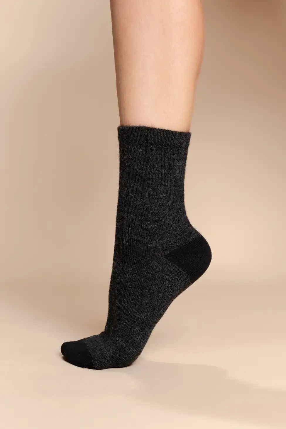 Alpaca wool socks in gray, soft and breathable.