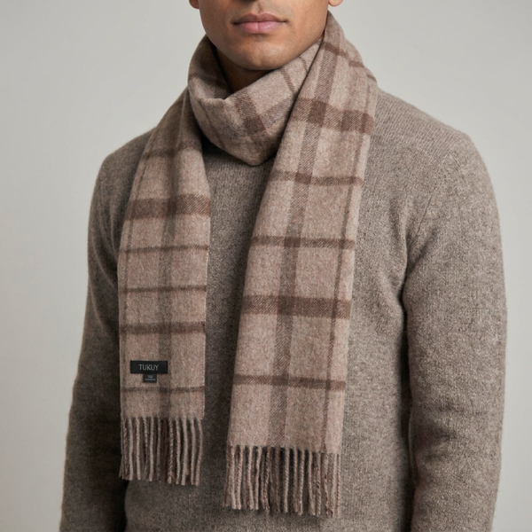 Qocha - Alpaca Scarf in Brown Check