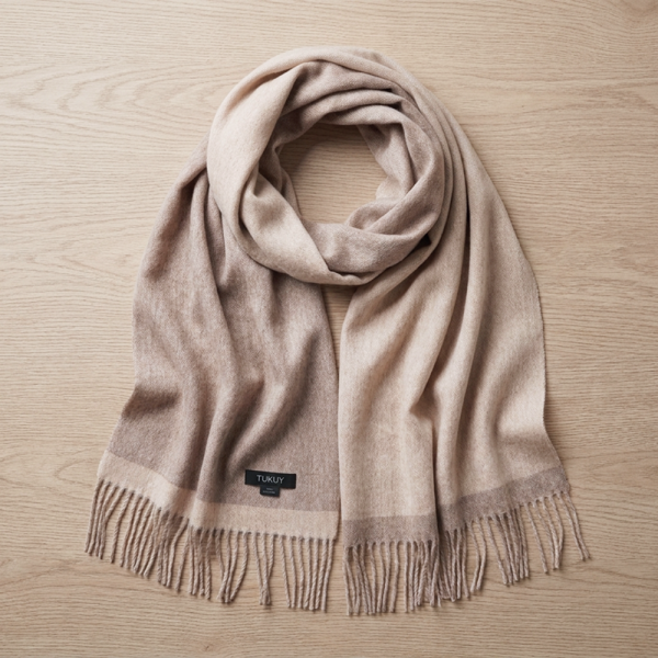 Kallpa - Bufanda d'alpaca reversible canyella i beix