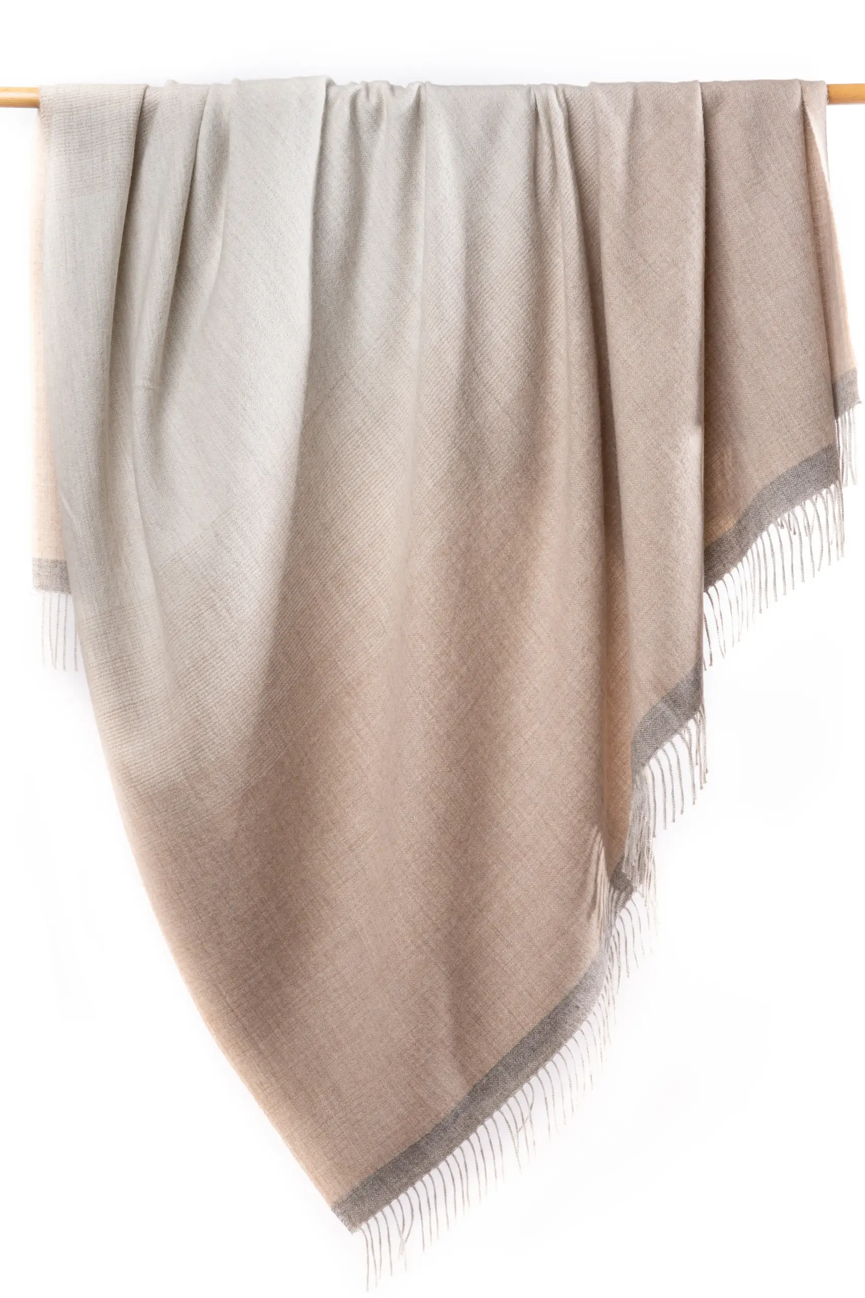 Sacha - Plaid de alpaca en beige y gris claro: imagen 2