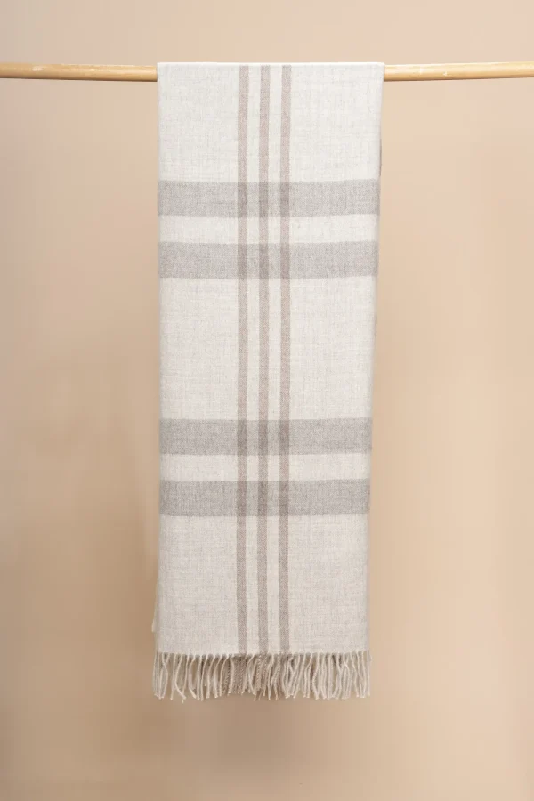 Anta - Plaid de alpaca a cuadros gris claro