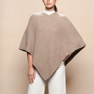 alpaca poncho in beige from tukuy made in peru elegant