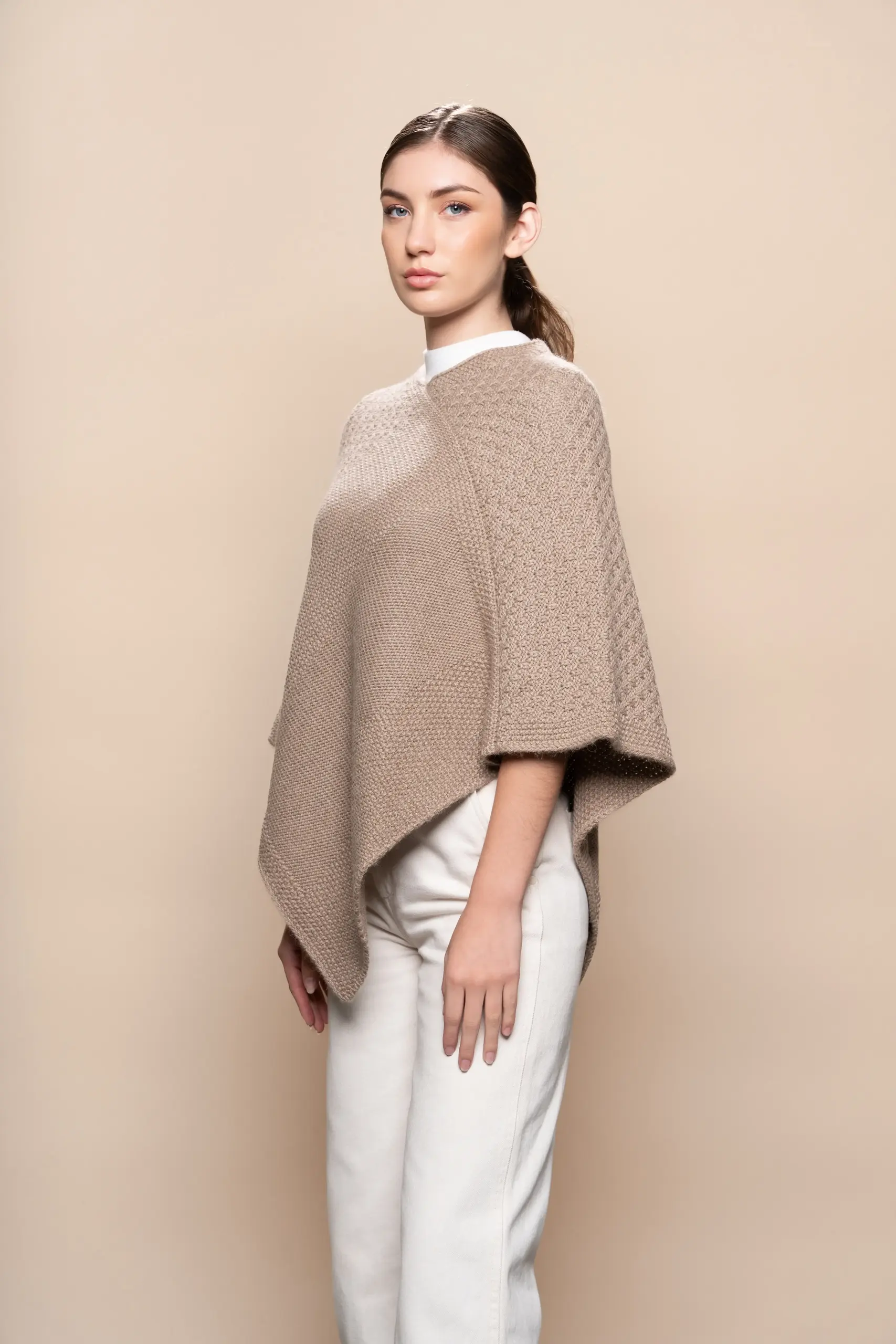 Muru - Alpaca Poncho in Beige - Image 2