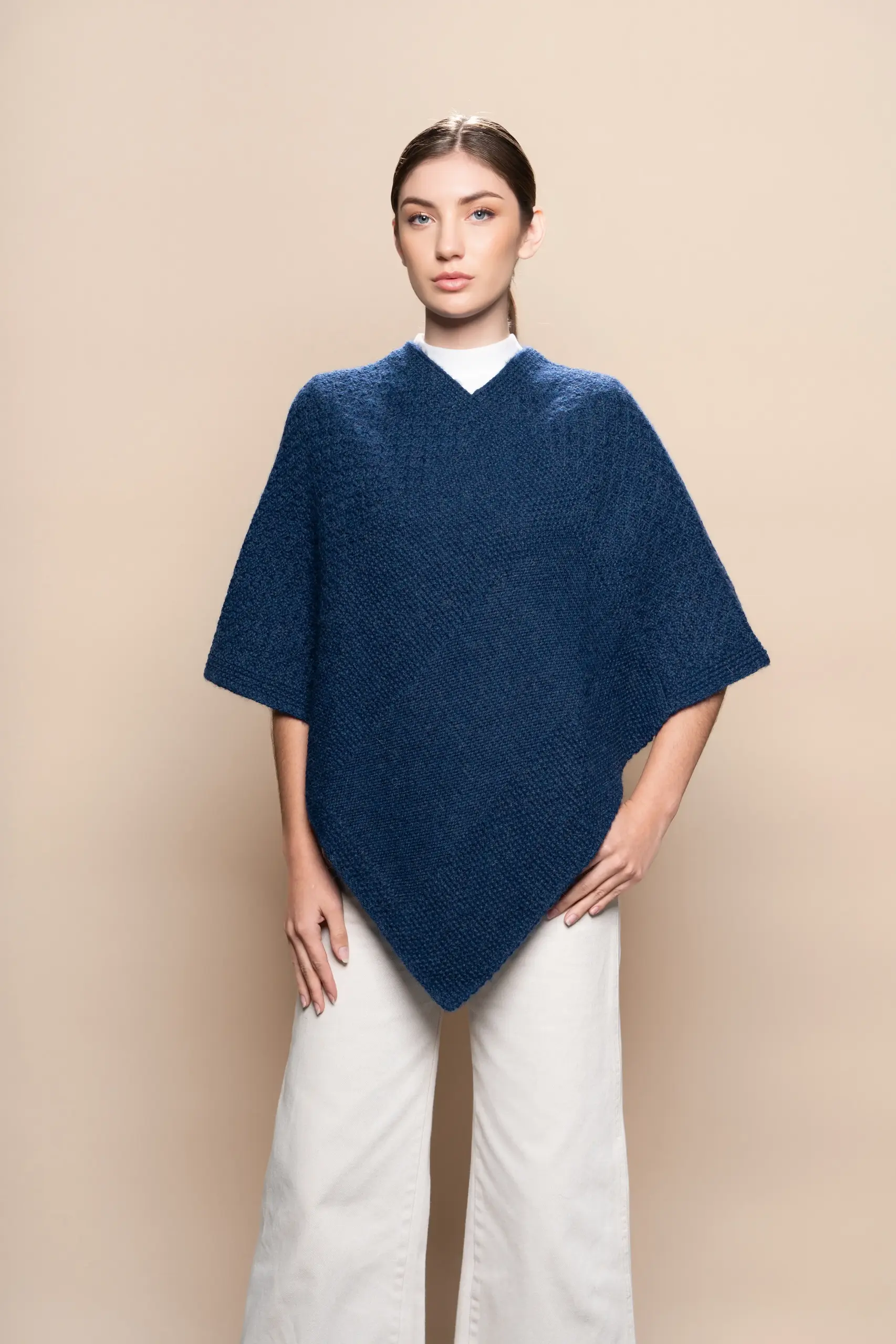 Kiru - Alpaca Poncho in Blue - Image 1