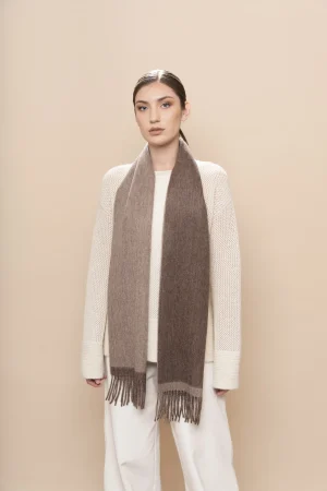 Tika - Bufanda de alpaca marrón reversible