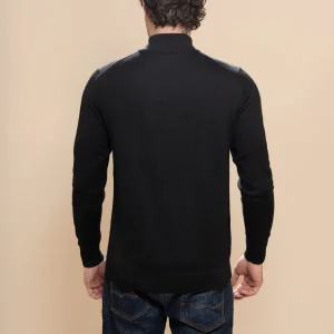 Ayni - Schwarzer Alpaka-Pullover mit halbem Reißverschluss für Herren – Bild 3