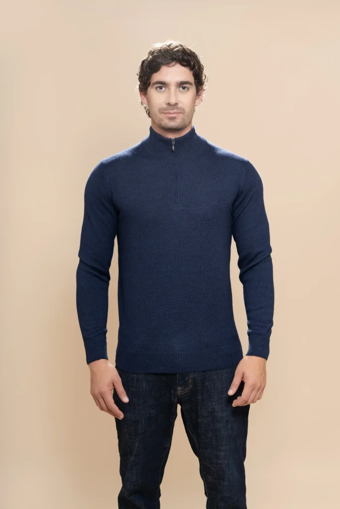Sonqo - Jersey de alpaca azul marino para hombre