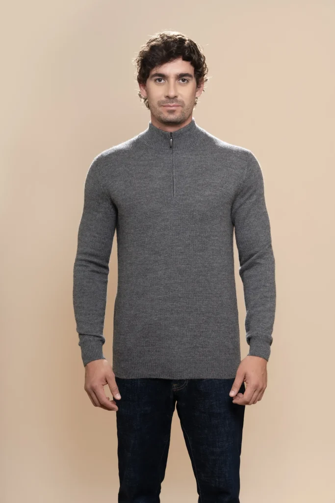 Amaru - Jersey de alpaca gris para hombre