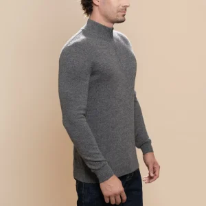 Amaru - Half Zip Alpaca Sweater in Gray - Image 2