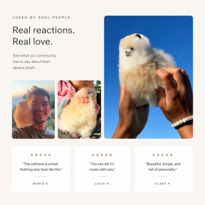 real reactions of our community to our alpaca plush toy. over 500 customers already tried the alpaca stuffed animal
