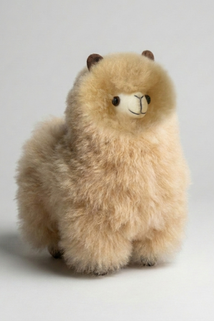 alpaca plush made with real alpaca wool, soft alpaca stuffed animal in white background made by tukuy alpaca