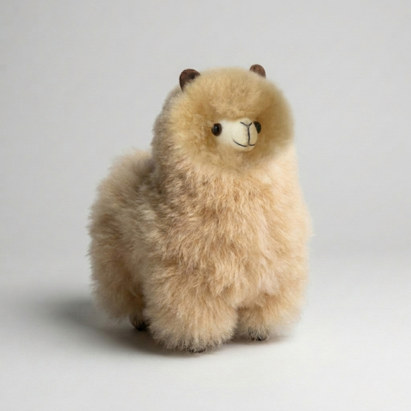 alpaca plush made with real alpaca wool, soft alpaca stuffed animal in white background made by tukuy alpaca