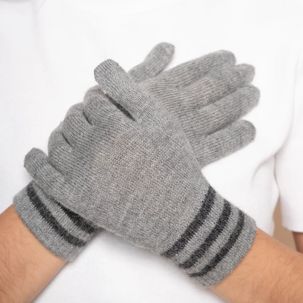 Nari – Gray Baby Alpaca Knitted Gloves
